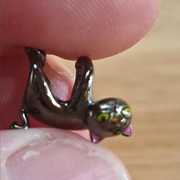 Black Kitty lover charm for Pandora bracelets sterling silver slide type - Picture 3 of 4